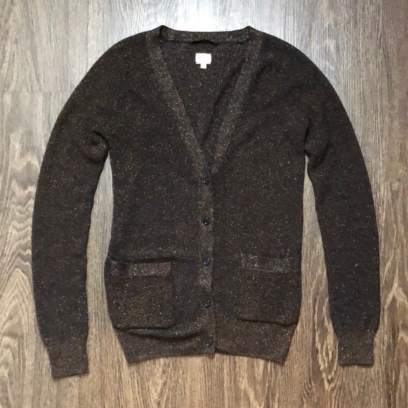 Wilfred Brown/Gold Glitter Silk & Cashmere Cardigan - Picture 4 of 15